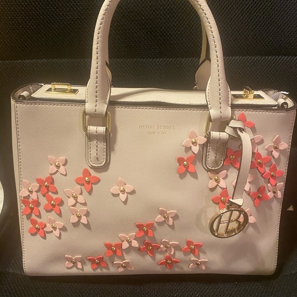 henri bendel Handbags - Henri Bendel Cream and Pink Floral Satchel